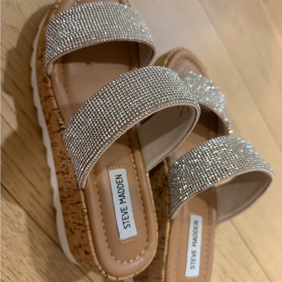 Steve Madden silver diamante wedge sandals  size 7.5 - Picture 2 of 2